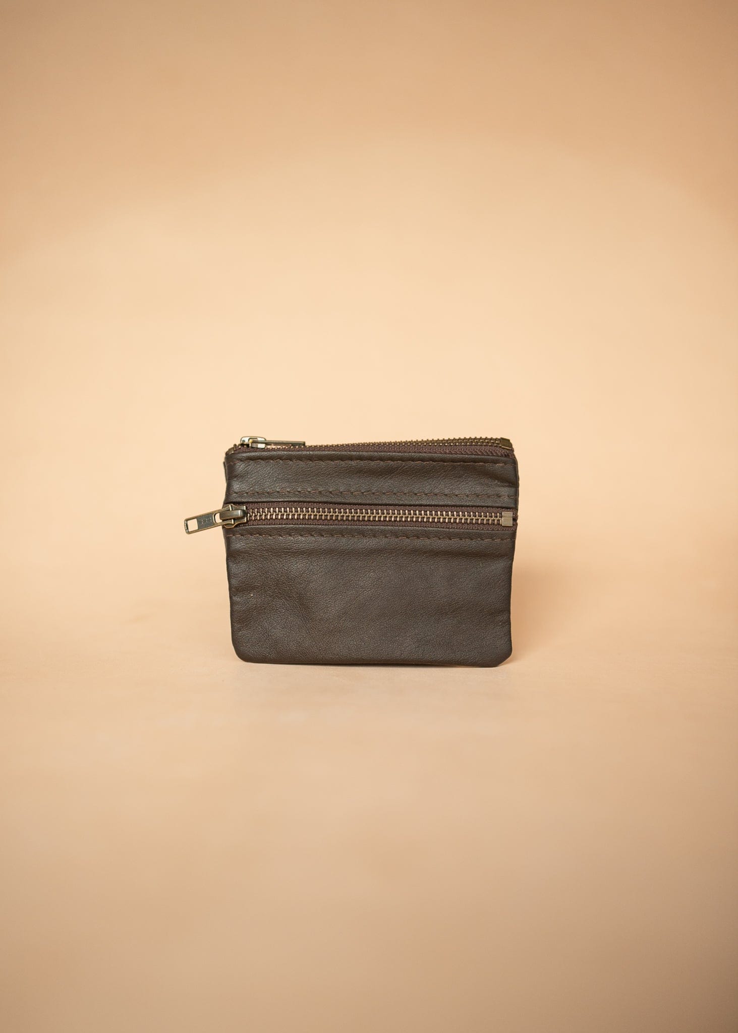 The Real McCaul Coin Purse Small / Dark Brown / Antique Paula Zip Pouch - Kangaroo Australian Made Australian Owned Paula Zip Leather Pouch Purse- Made in Australia Kangaroo leather