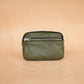 The Real McCaul Coin Purse Small / Olive green / Silver Parker Pouch - Kangaroo Australian Made Australian Owned Tri-Pocket Leather Pouch 