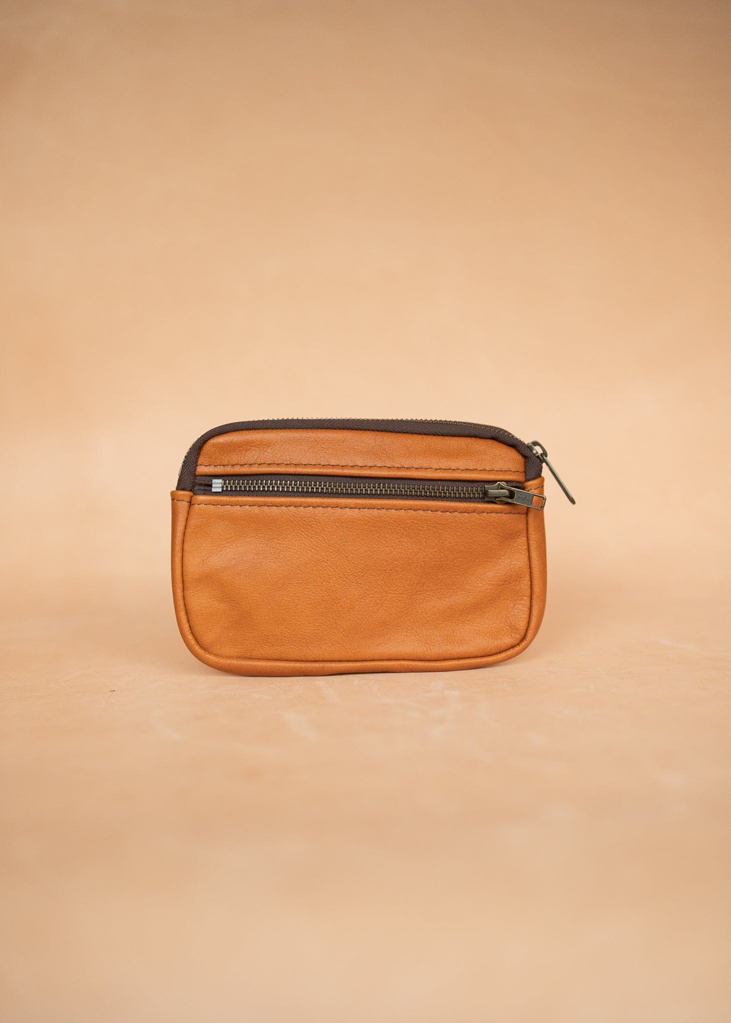 The Real McCaul Coin Purse Small / Tan / Silver Parker Pouch - Cowhide Australian Made Australian Owned Tri-Pocket Leather Pouch 