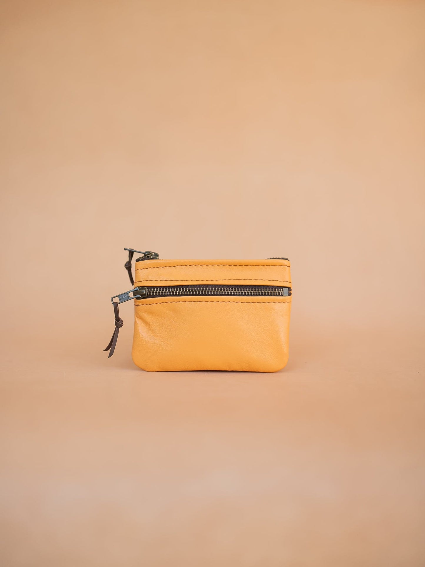 The Real McCaul Coin Purse Small / Yellow / Antique Paula Zip Pouch - Kangaroo Australian Made Australian Owned Paula Zip Leather Pouch Purse- Made in Australia Kangaroo leather