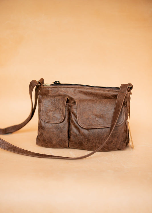 The Real McCaul Handbags Annette HandBag - Large - Cowhide - Premium Marble Brown Australian Made Australian Owned Made in Australia Handbag- Large Annette Bag Genuine Leather