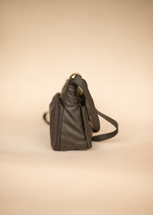 The Real McCaul Handbags Annette HandBag - Small - Cowhide - Dark Brown Australian Made Australian Owned Women's HandBags- Made in Australia Kangaroo & Cowhide Leather