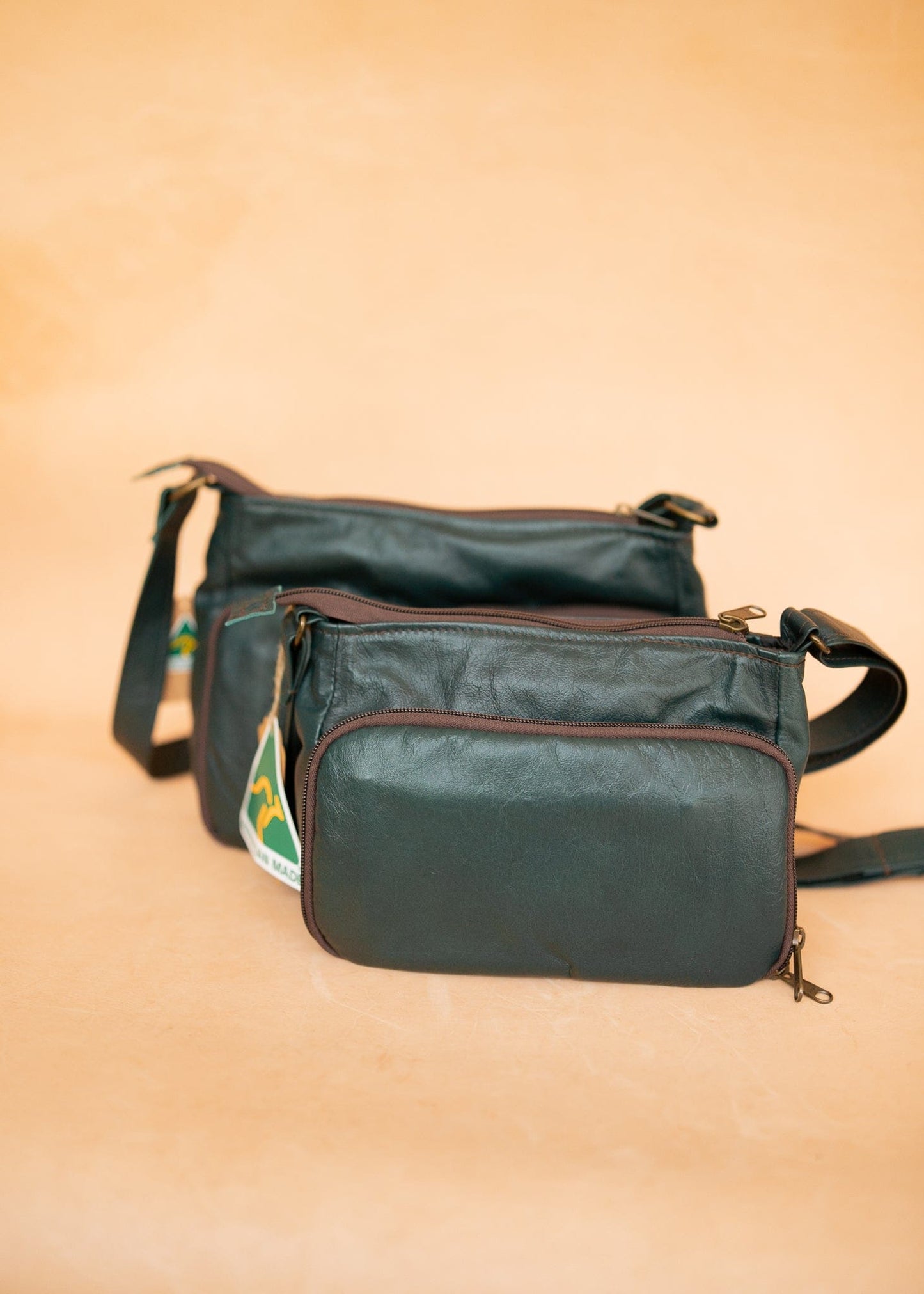 The Real McCaul Handbags Annette HandBag - Small - Kangaroo - Juniper Green Australian Made Australian Owned Made in Australia Handbag- Small Annette HandBag Crossbody Bag Genuine Kangaroo Leather