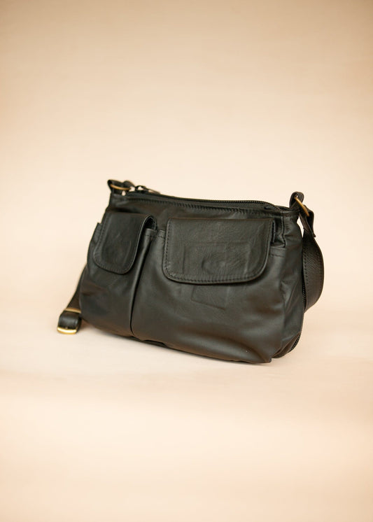 The Real McCaul Handbags Black Annette HandBag - Large - Cowhide Australian Made Australian Owned Made in Australia Handbag- Large Annette Bag Genuine Leather