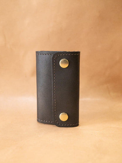 The Real McCaul Keyring Black Key Case Wallet Australian Made Australian Owned Tri-Pocket Leather Pouch 