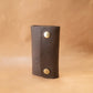 The Real McCaul Keyring Chocolate Brown Key Case Wallet Australian Made Australian Owned Tri-Pocket Leather Pouch 