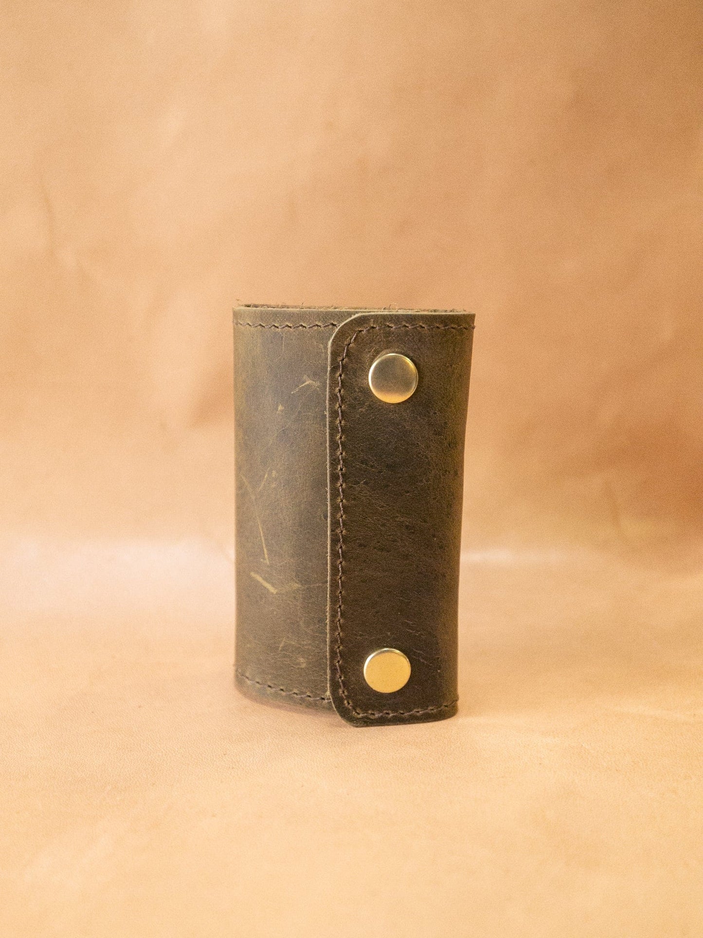 The Real McCaul Keyring Green Key Case Wallet Australian Made Australian Owned Tri-Pocket Leather Pouch 