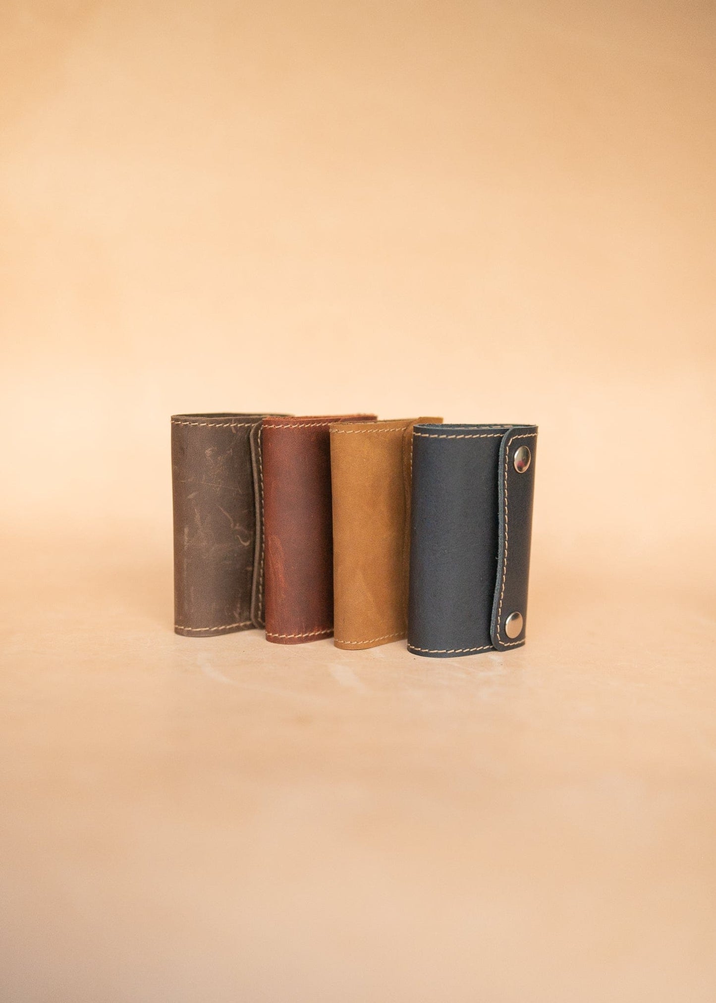The Real McCaul Keyring Traditional Key Case Wallet Australian Made Australian Owned Tri-Pocket Leather Pouch 