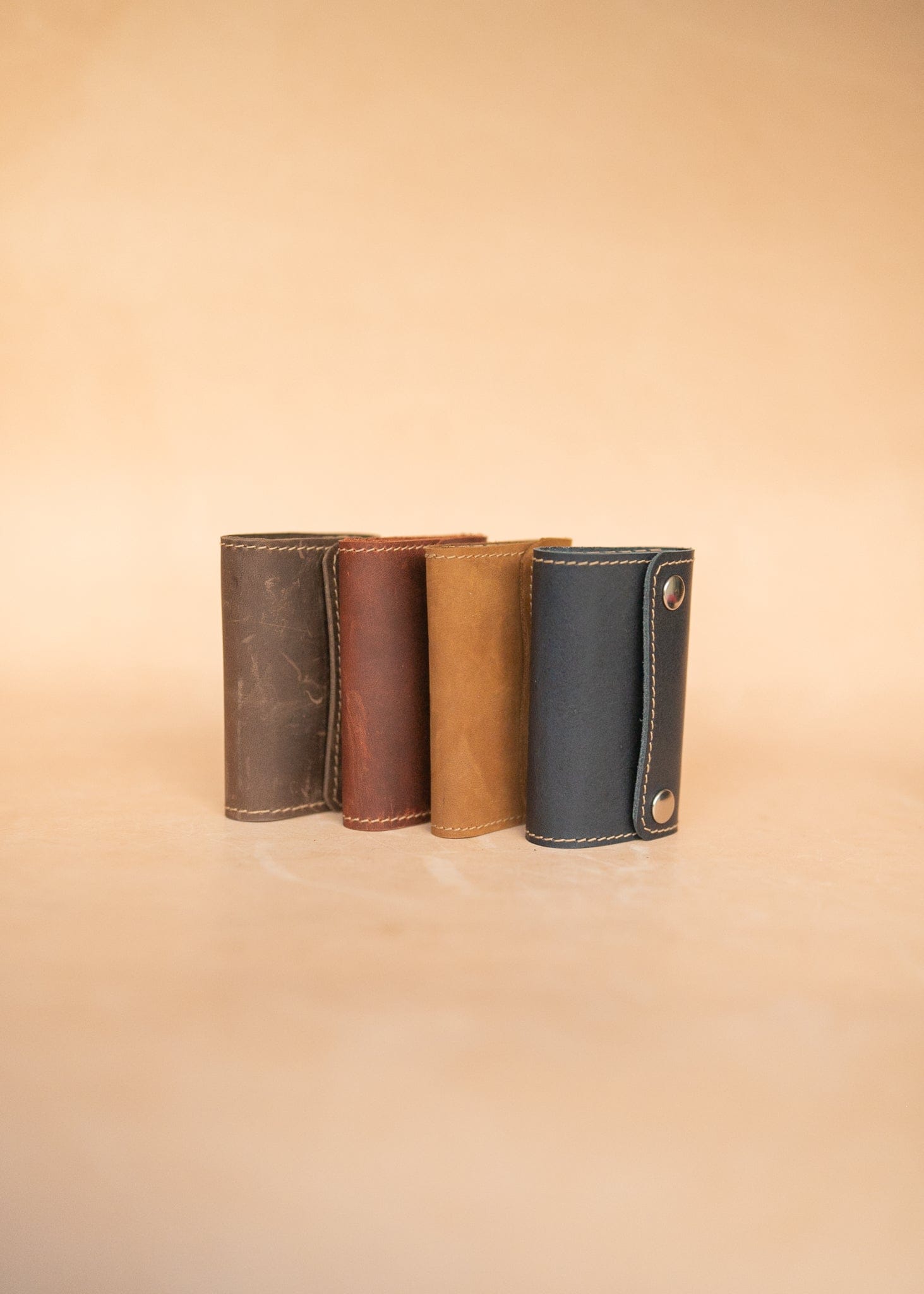 The Real McCaul Keyring Traditional Key Case Wallet Australian Made Australian Owned Tri-Pocket Leather Pouch 