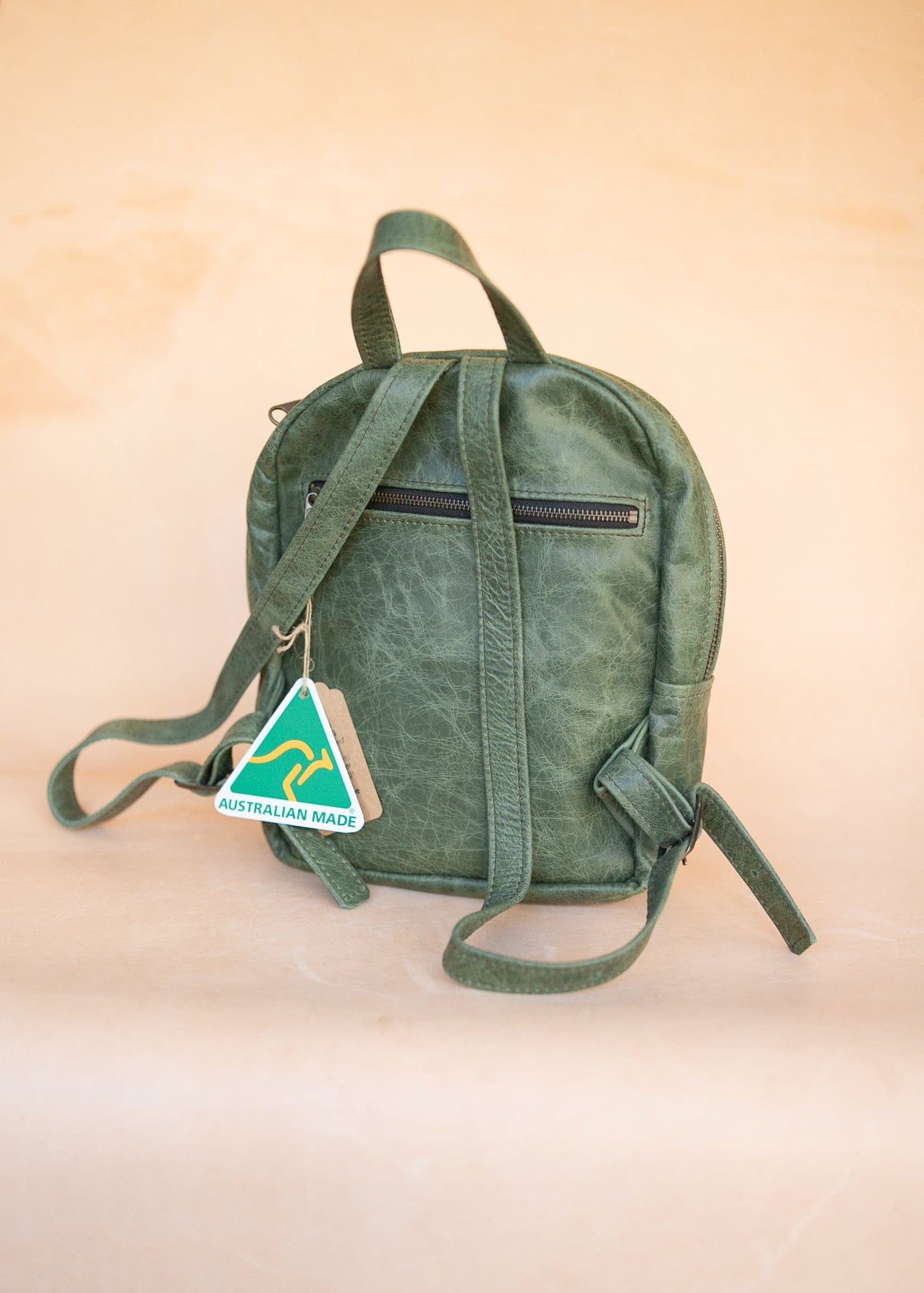 The Real McCaul Leathergoods Back Packs The Annie Backpack - Large - Cowhide - Green Marble Australian Made Australian Owned Leather Backpacks Made in Australia