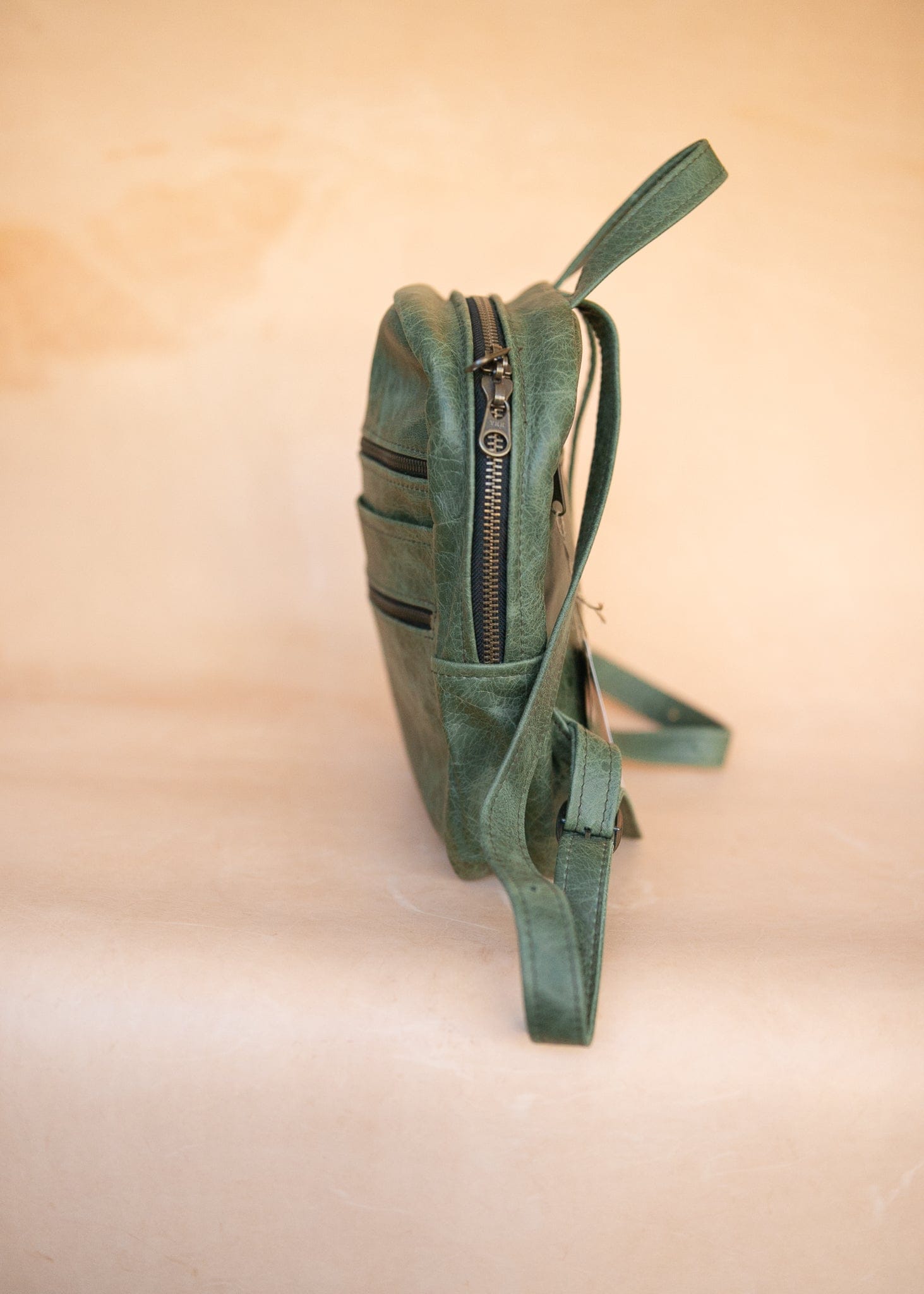 The Real McCaul Leathergoods Back Packs The Annie Backpack - Large - Cowhide - Green Marble Australian Made Australian Owned Leather Backpacks Made in Australia