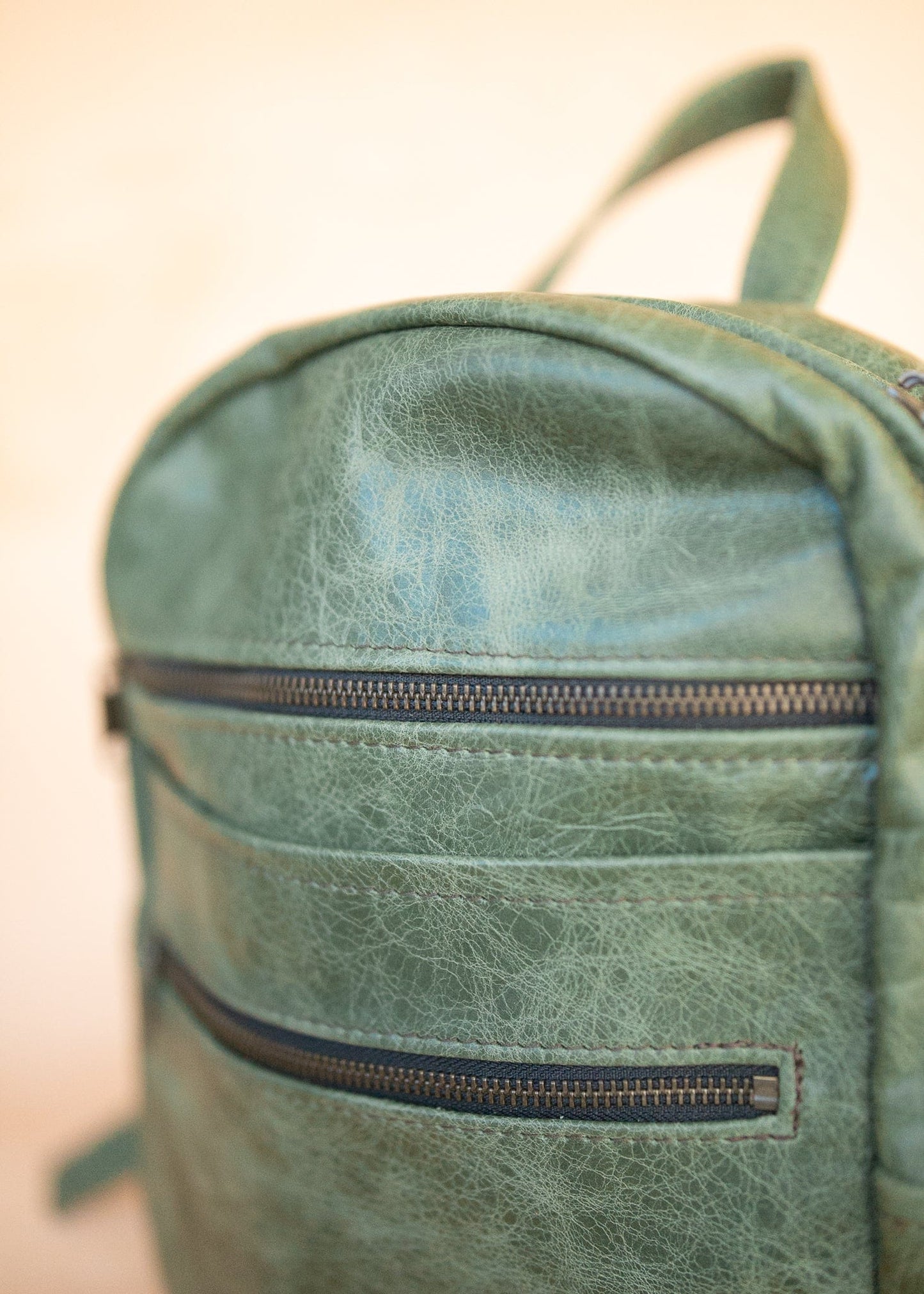 The Real McCaul Leathergoods Back Packs The Annie Backpack - Large - Cowhide - Green Marble Australian Made Australian Owned Leather Backpacks Made in Australia