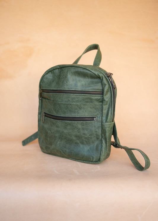 The Real McCaul Leathergoods Back Packs The Annie Backpack - Large - Cowhide - Green Marble Australian Made Australian Owned Leather Backpacks Made in Australia