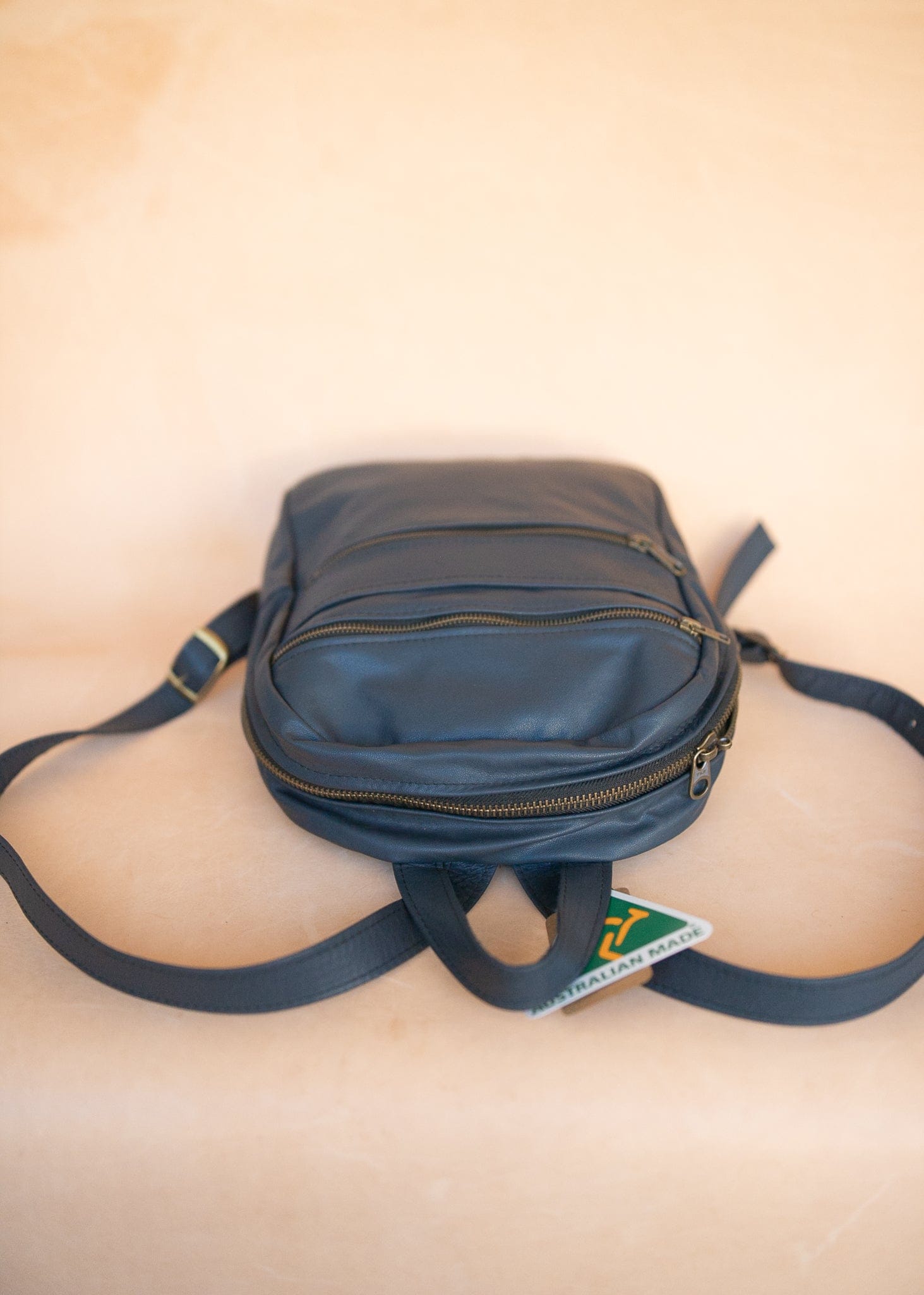 The Real McCaul Leathergoods Back Packs The Annie Backpack - Large - Cowhide - Navy Australian Made Australian Owned Leather Backpacks Made in Australia