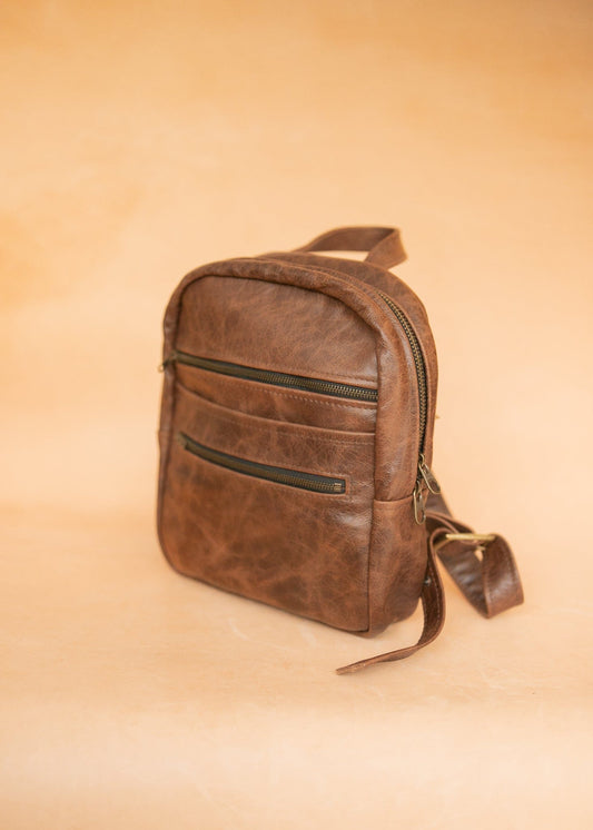 The Real McCaul Leathergoods Back Packs The Annie Backpack - Large - Cowhide - Premium Marble Brown Australian Made Australian Owned Leather Backpacks Made in Australia