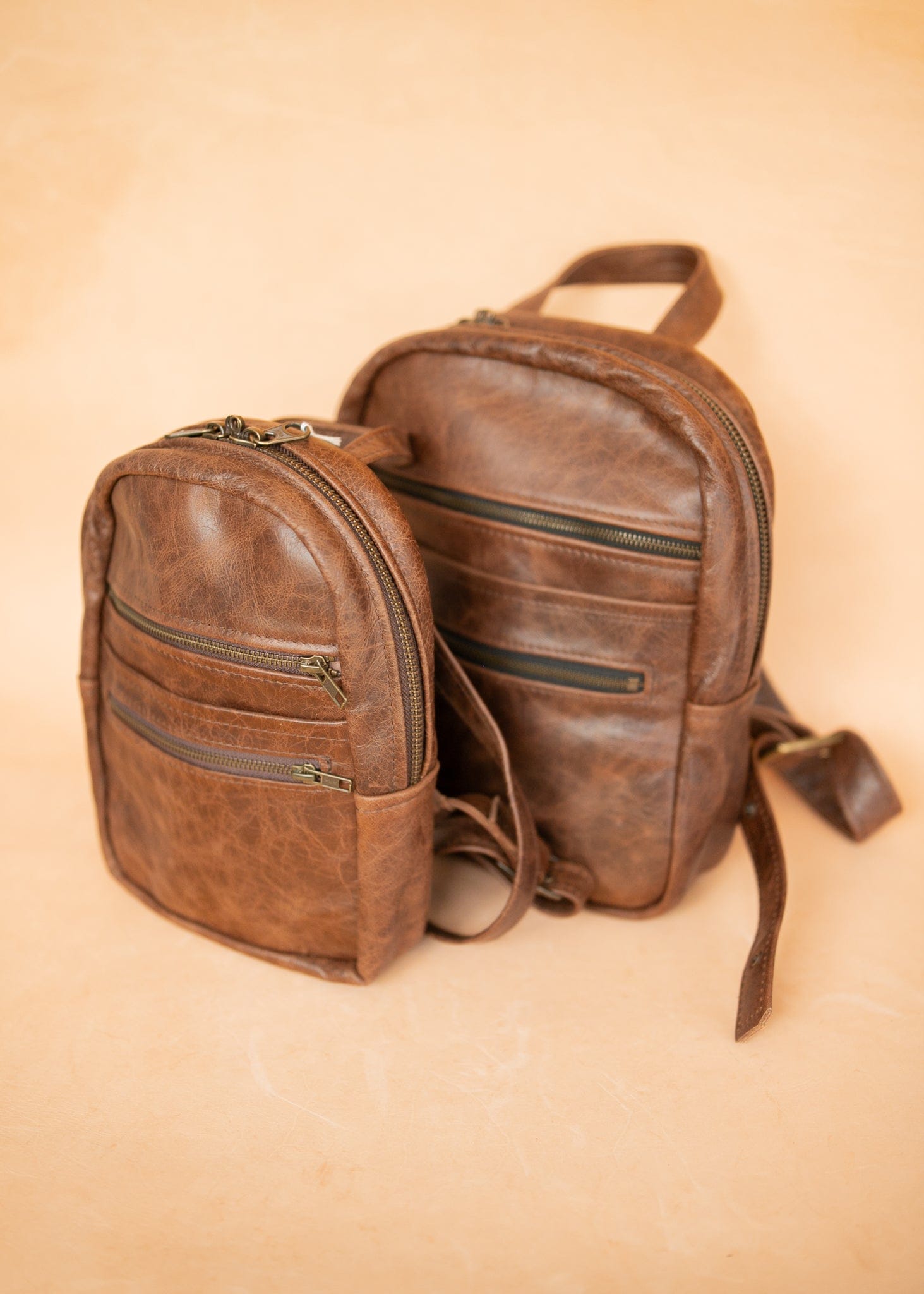 The Real McCaul Leathergoods Back Packs The Mini Annie Backpack - Cowhide - Premium Marble Brown Australian Made Australian Owned Leather Backpacks Made in Australia