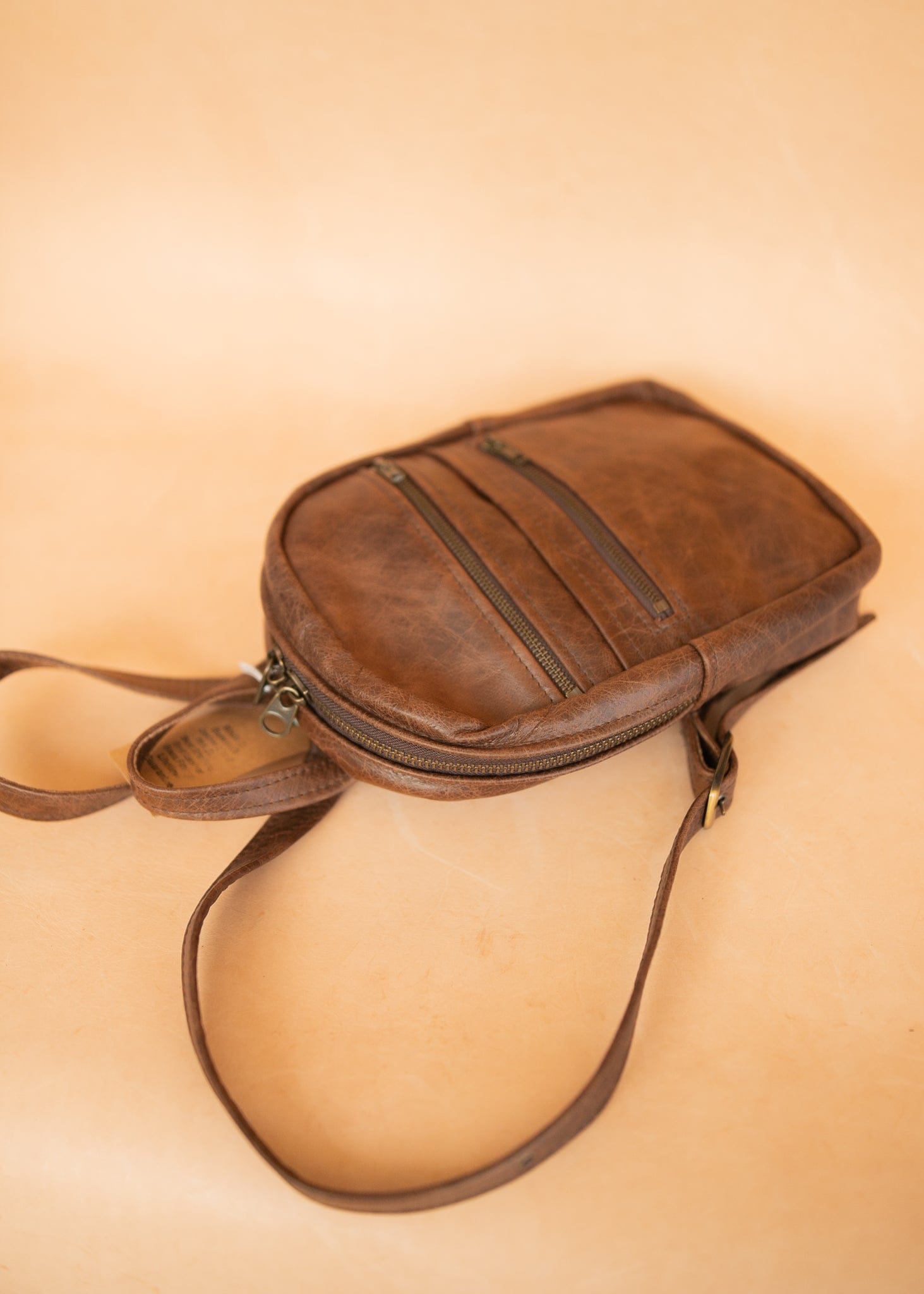 The Real McCaul Leathergoods Back Packs The Mini Annie Backpack - Cowhide - Premium Marble Brown Australian Made Australian Owned Leather Backpacks Made in Australia