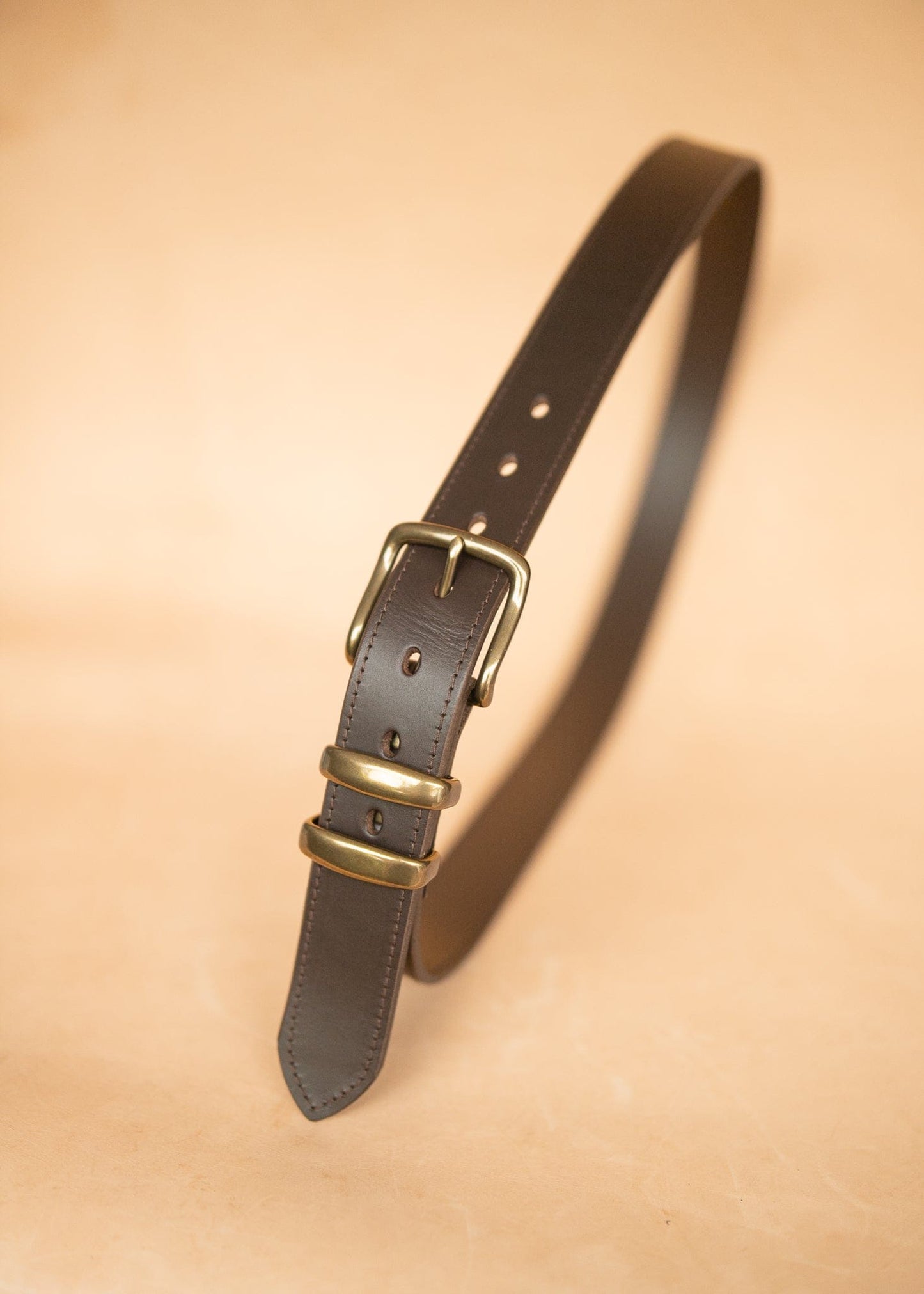 The Real McCaul Leathergoods Belts 72cm/28” (for pants size 24”) / Antique Brass Stitched Dress Belt 38mm - Dark Brown Australian Made Australian Owned Australian Made Solid Leather Full Grain Rancher Belt- Black