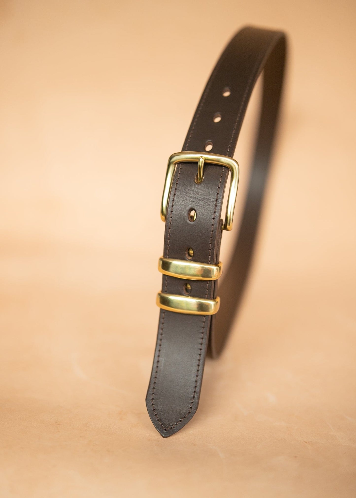 The Real McCaul Leathergoods Belts 72cm/28” (for pants size 24”) / Gold Stitched Dress Belt 38mm - Dark Brown Australian Made Australian Owned Australian Made Solid Leather Full Grain Rancher Belt- Black