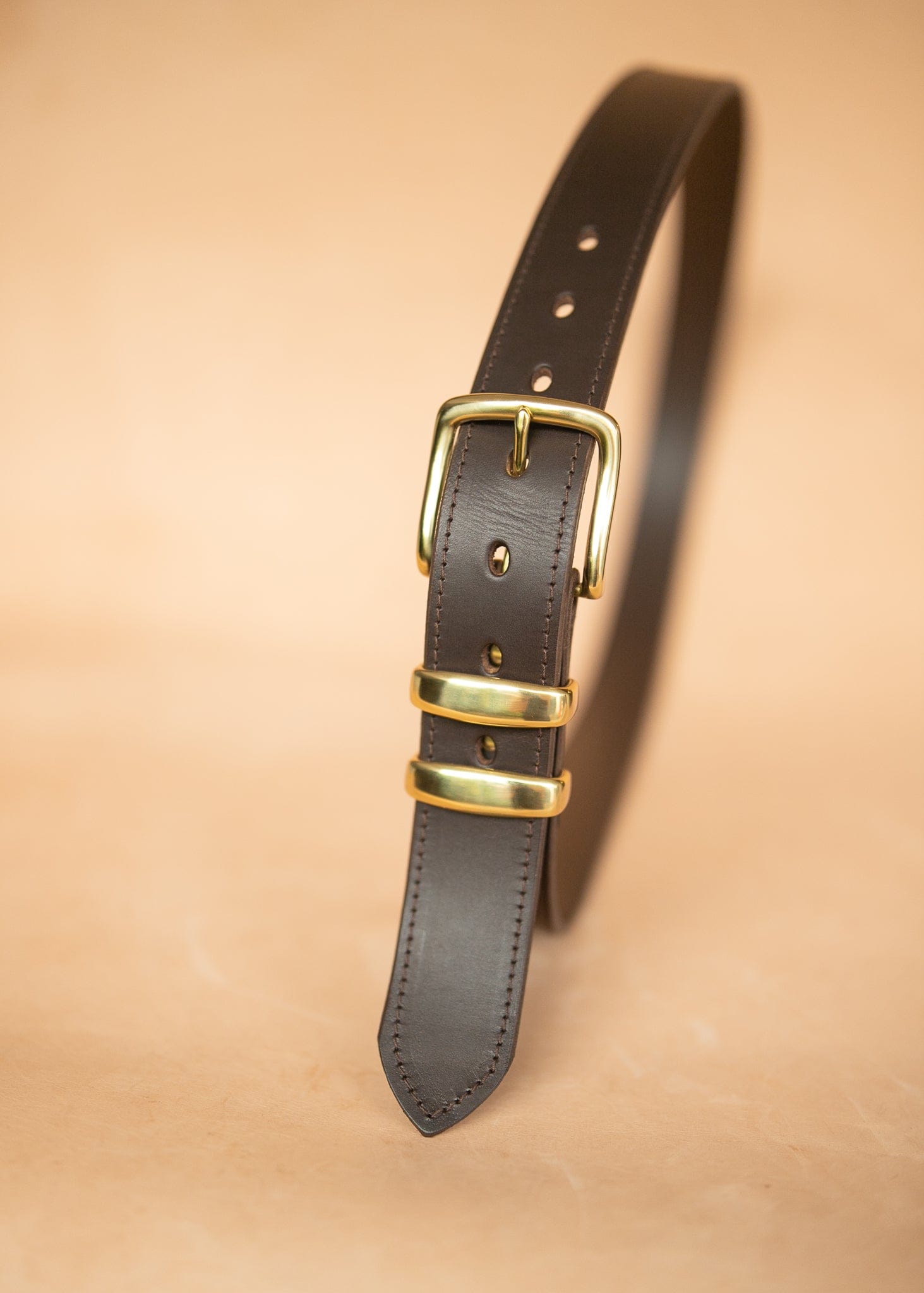The Real McCaul Leathergoods Belts 72cm/28” (for pants size 24”) / Gold Stitched Dress Belt 38mm - Dark Brown Australian Made Australian Owned Australian Made Solid Leather Full Grain Rancher Belt- Black