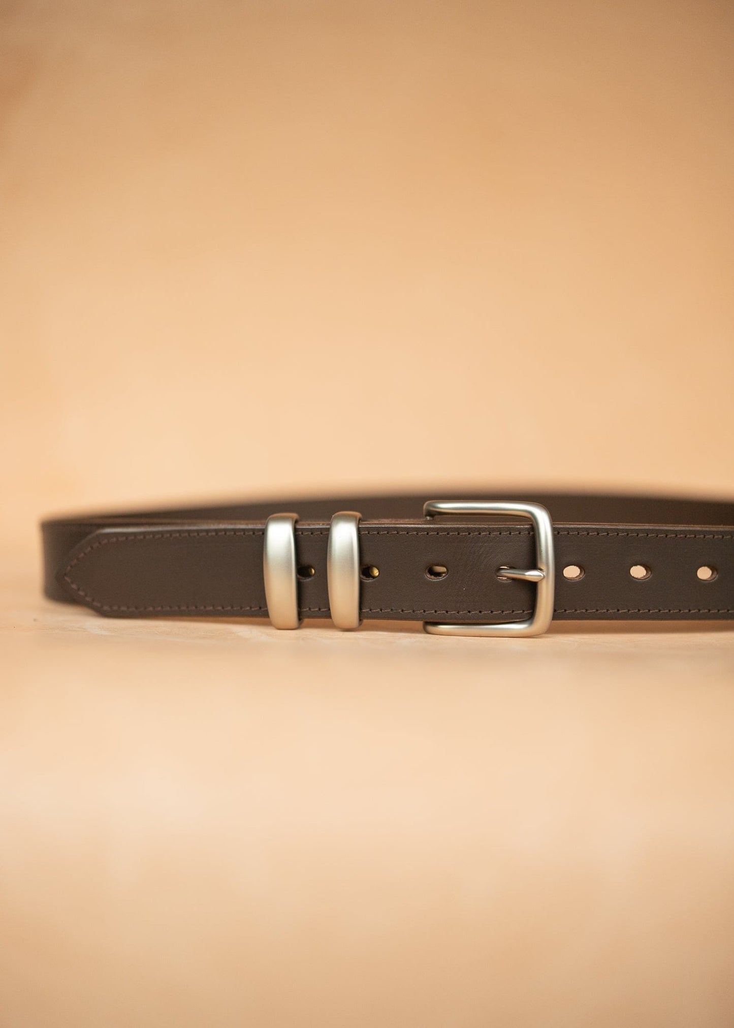 The Real McCaul Leathergoods Belts 72cm/28” (for pants size 24”) / Silver Stitched Dress Belt 38mm - Dark Brown Australian Made Australian Owned Australian Made Solid Leather Full Grain Rancher Belt- Black