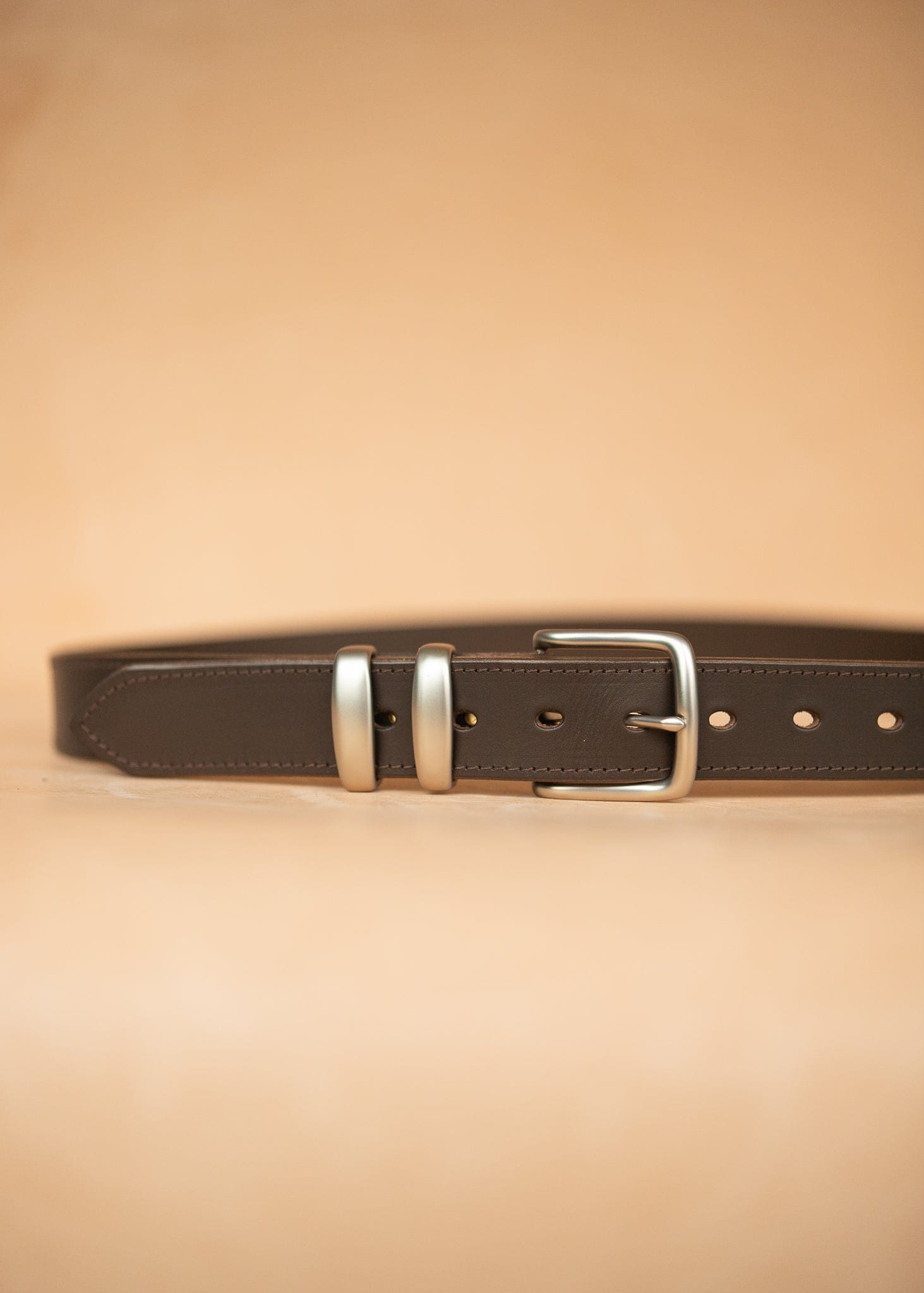 The Real McCaul Leathergoods Belts 72cm/28” (for pants size 24”) / Silver Stitched Dress Belt 38mm - Dark Brown Australian Made Australian Owned Australian Made Solid Leather Full Grain Rancher Belt- Black