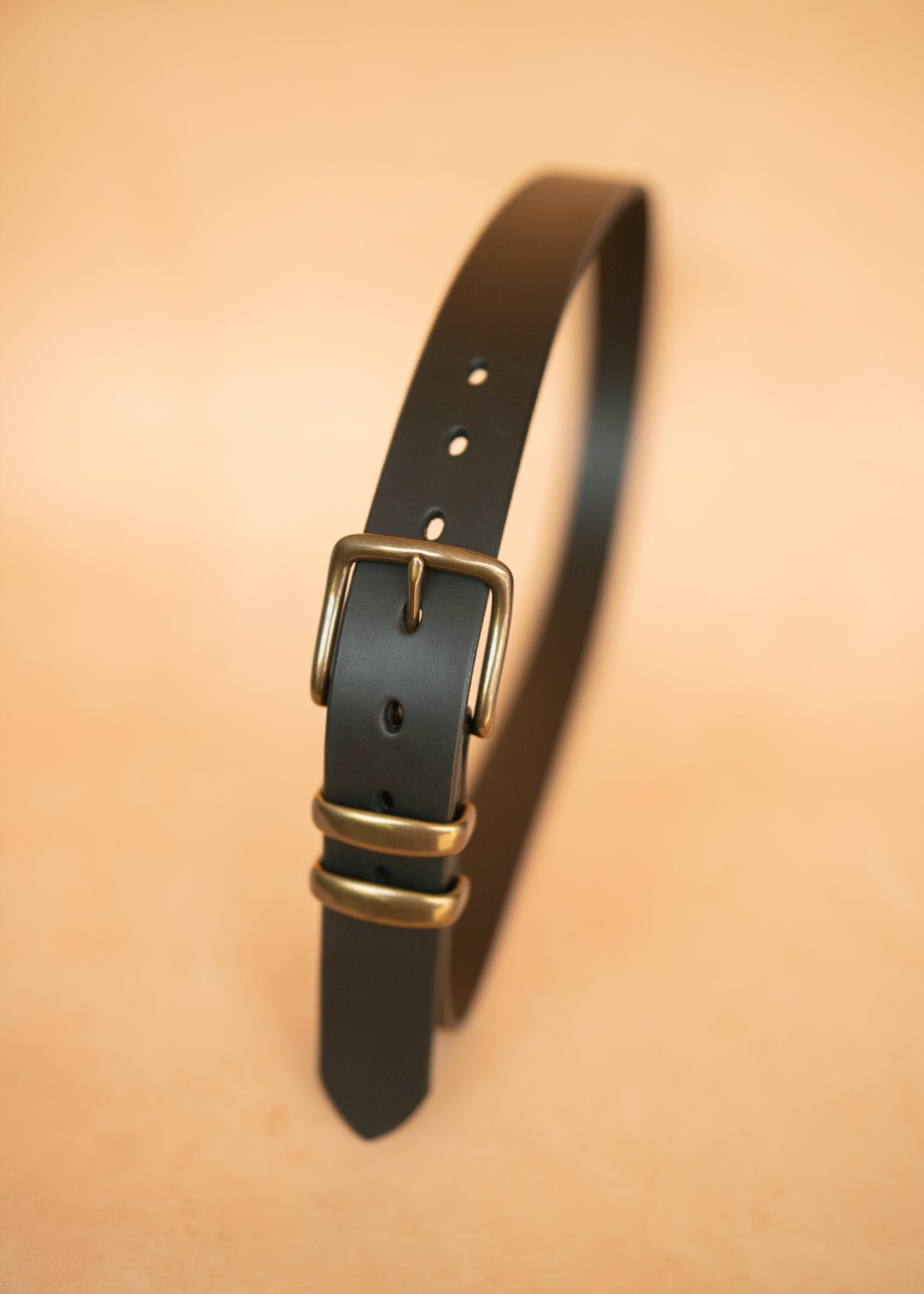 The Real McCaul Leathergoods Belts Antique Brass / 117cm/46” (for pants size 42”) Plain 38mm Belt - Double Keeper - Black Australian Made Australian Owned Genuine Solid Cowhide Leather Belt - Handmade in Australia