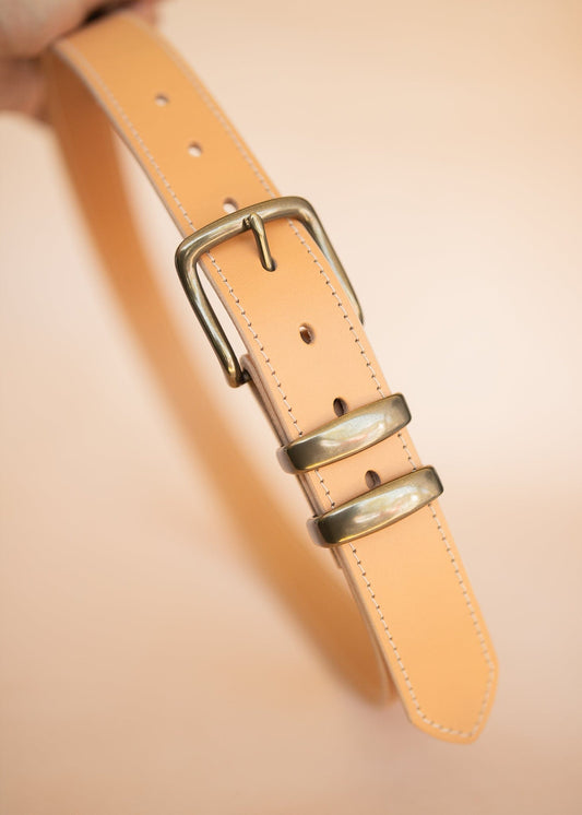 The Real McCaul Leathergoods Belts Antique Brass / 28" (71cm) Rancher Belt 38mm - Natural Australian Made Australian Owned Australian Made Solid Leather Full Grain Rancher Belt with Solid Brass - Natural