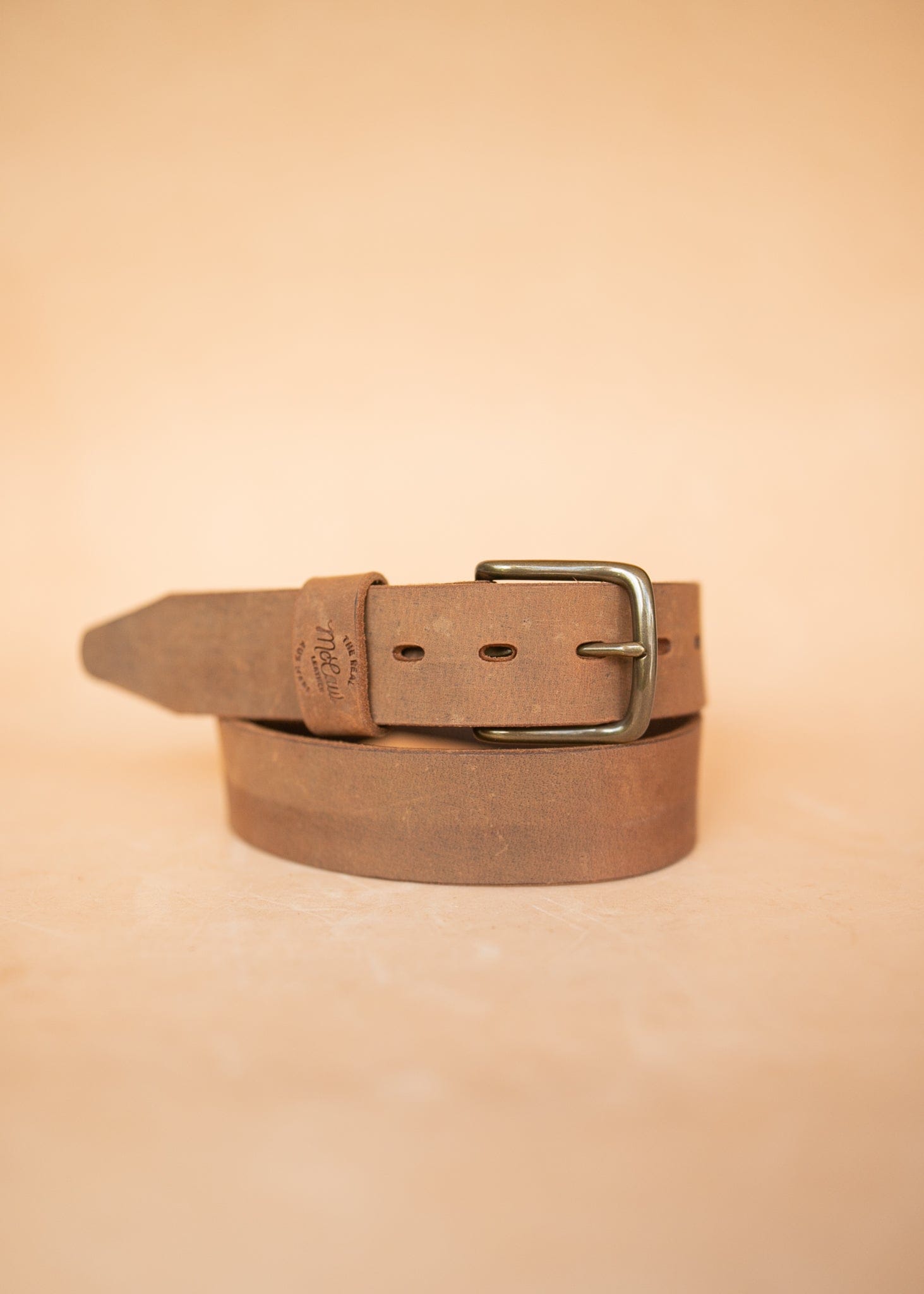 The Real McCaul Leathergoods Belts Antique Brass / 72cm/28” (for pants size 24”) Legacy Casual Belt 38mm - Light Vintage Australian Made Australian Owned Solid Leather Men's Belt - Handmade in Australia - Rustic Brown - Brass Buckle