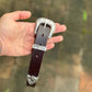 The Real McCaul Leathergoods Belts Embellished Buckle Belt - 30mm - Dark Brown Australian Made Australian Owned Croc Embossed Genuine Leather Western Women's Belt - 30mm - Black