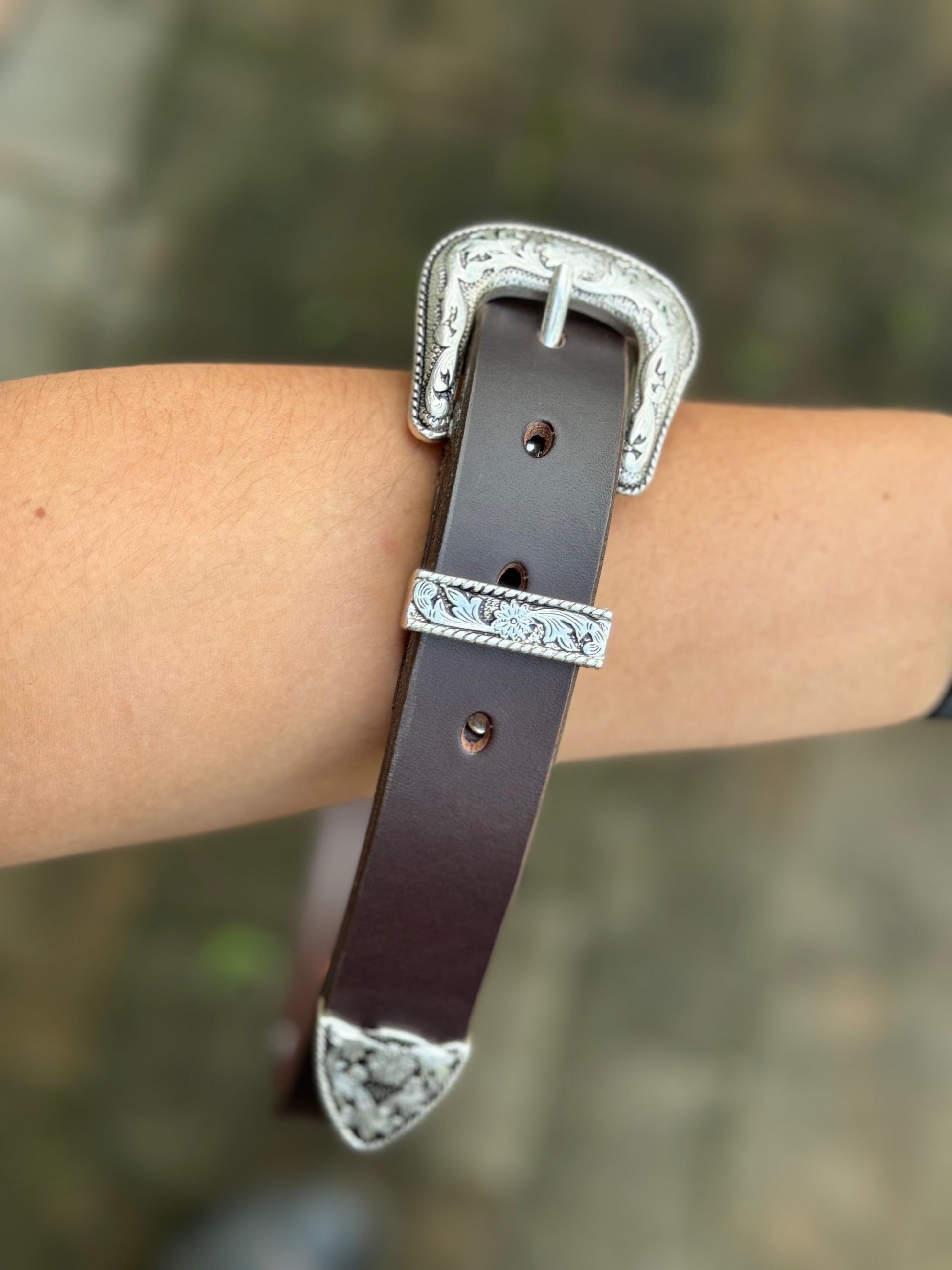 Croc Embossed Genuine Leather Western Women's Belt 30mm Black