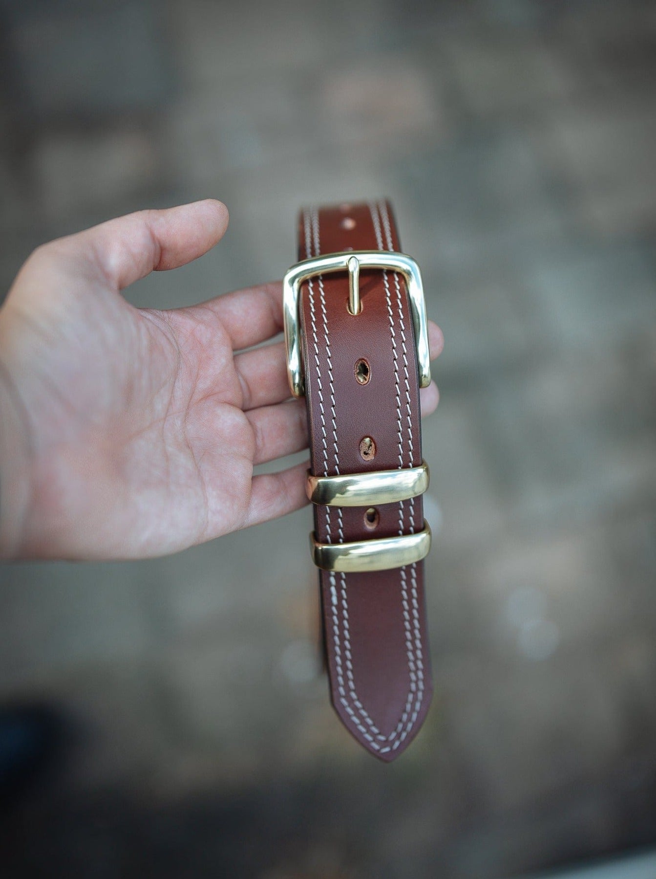 The Real McCaul Leathergoods Belts Gold / 28" (71cm) Serge Belt 38mm - Double Stitch - Cognac Australian Made Australian Owned Australian Made Solid Leather Full Grain Rancher Belt- Black