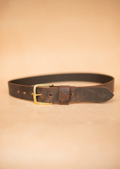 The Real McCaul Leathergoods Belts Gold / 72cm/28” (for pants size 24”) Legacy Casual Belt 38mm - Rustic Brown Australian Made Australian Owned Solid Leather Men's Belt - Handmade in Australia - Rustic Brown - Brass Buckle