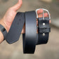 The Real McCaul Leathergoods Belts Legacy Belt 38mm - Black Australian Made Australian Owned Solid Leather Men's Belt - Handmade in Australia - Black - Brass Buckle