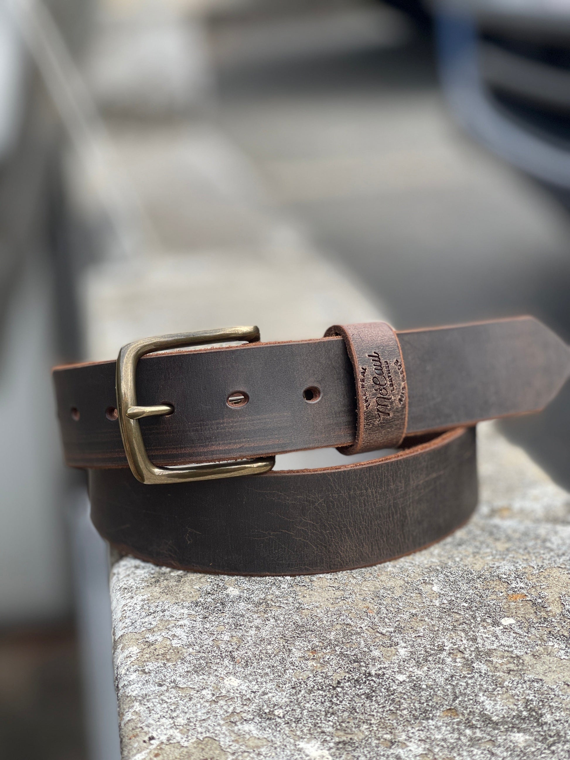 The Real McCaul Leathergoods Belts Legacy Belt 38mm - Rustic Brown Australian Made Australian Owned Solid Leather Men's Belt - Handmade in Australia - Black - Brass Buckle