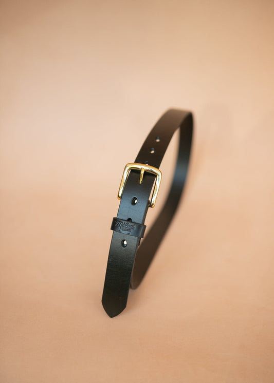 The Real McCaul Leathergoods Belts Legacy Casual Belt 32mm - Black Australian Made Australian Owned Solid Leather Men's Belt - Handmade in Australia - Brass Buckle