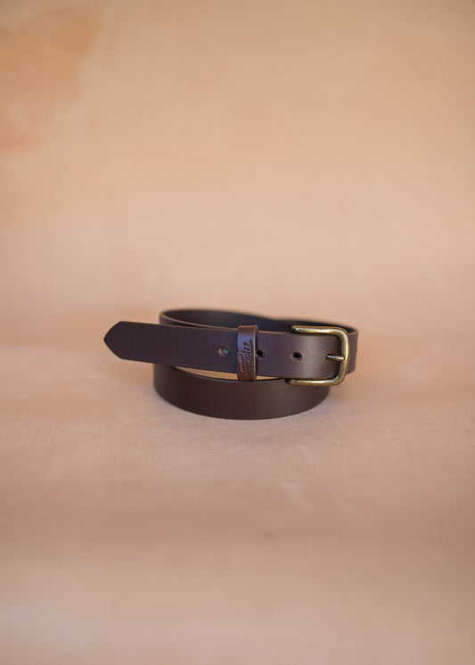 The Real McCaul Leathergoods Belts Legacy Casual Belt 32mm - Burgundy Australian Made Australian Owned Solid Leather Men's Belt - Handmade in Australia - Brass Buckle