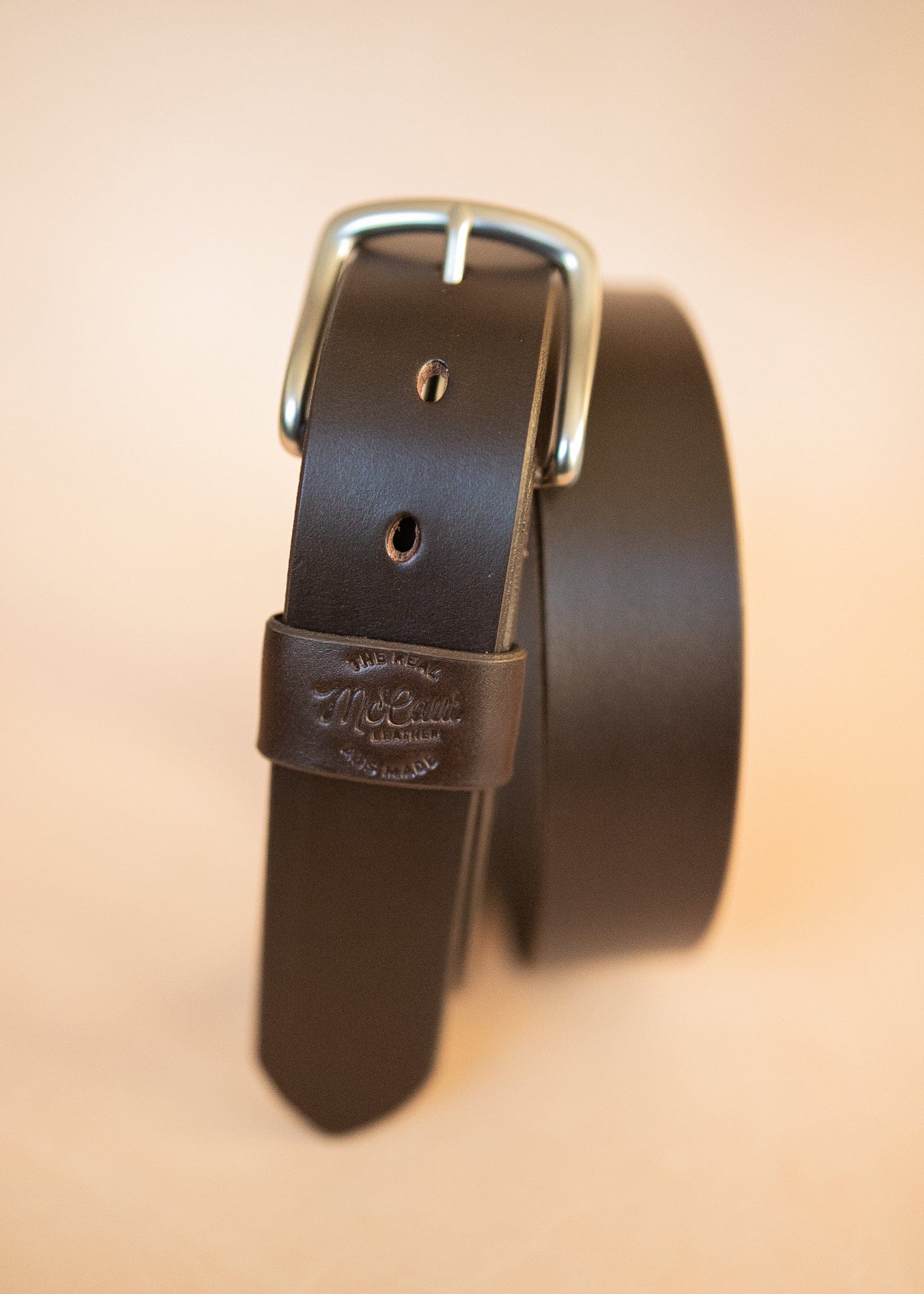 The Real McCaul Leathergoods Belts Legacy Casual Belt 38mm - Dark Brown Australian Made Australian Owned Solid Leather Men's Belt - Handmade in Australia - Dark Brown - Brass Buckle