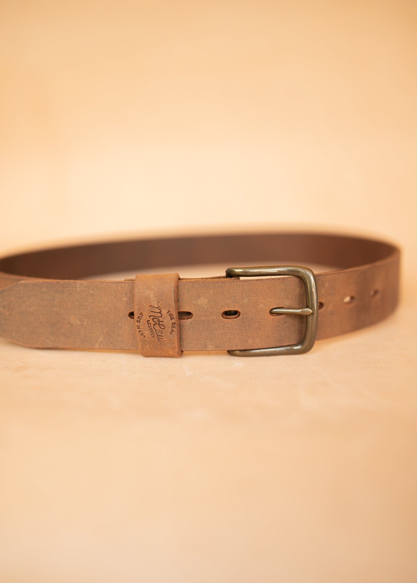 The Real McCaul Leathergoods Belts Legacy Casual Belt 38mm - Light Vintage Australian Made Australian Owned Solid Leather Men's Belt - Handmade in Australia - Rustic Brown - Brass Buckle