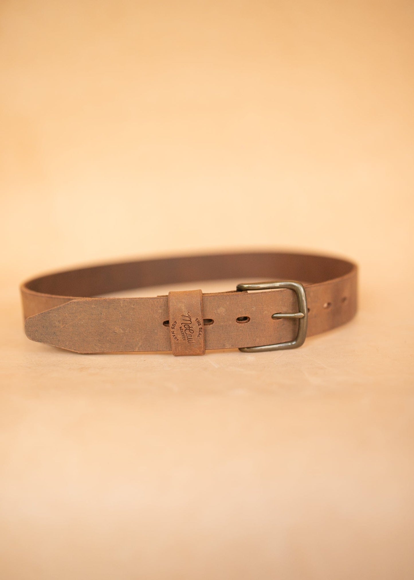 The Real McCaul Leathergoods Belts Legacy Casual Belt 38mm - Light Vintage Australian Made Australian Owned Solid Leather Men's Belt - Handmade in Australia - Rustic Brown - Brass Buckle
