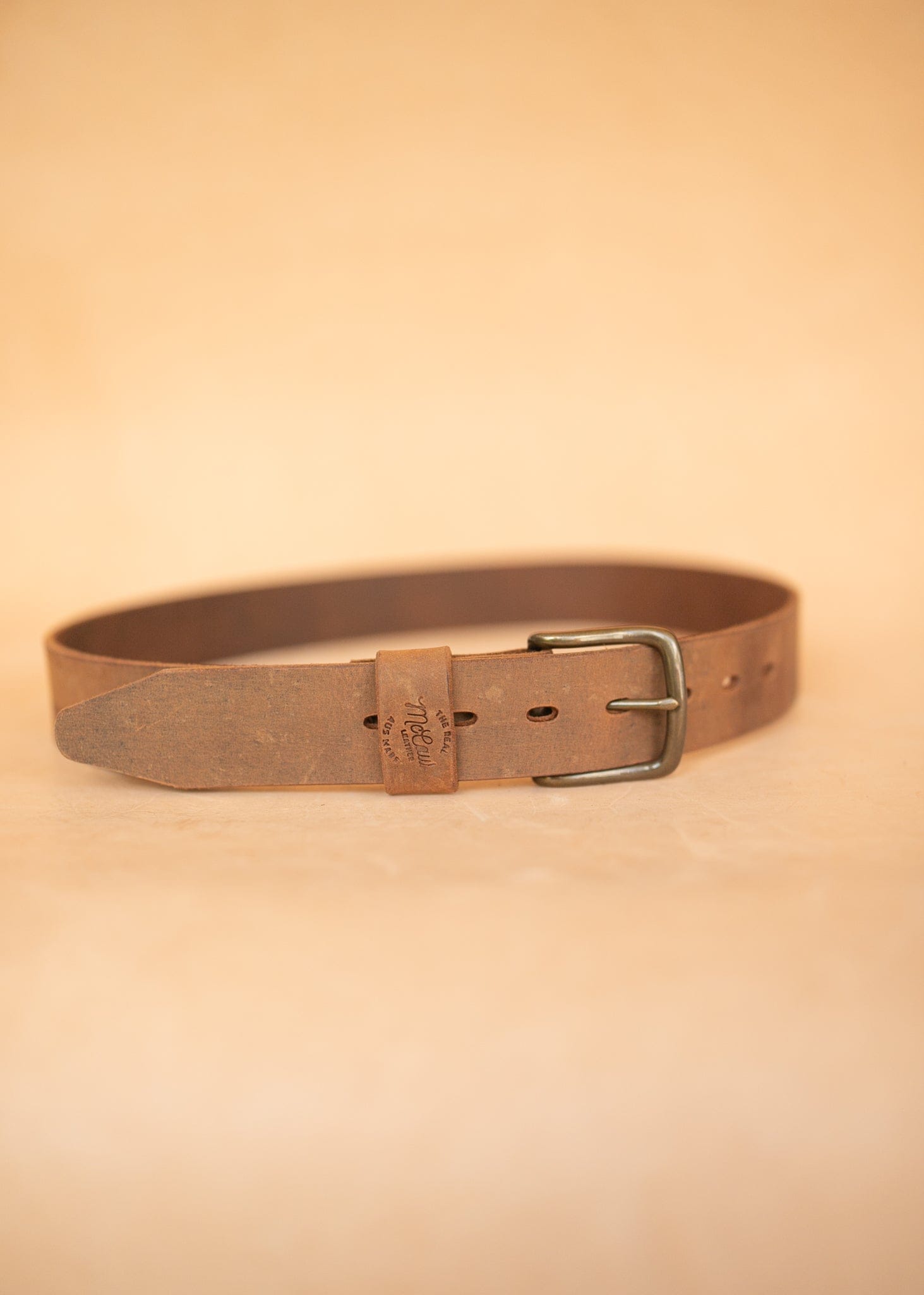 The Real McCaul Leathergoods Belts Legacy Casual Belt 38mm - Light Vintage Australian Made Australian Owned Solid Leather Men's Belt - Handmade in Australia - Rustic Brown - Brass Buckle