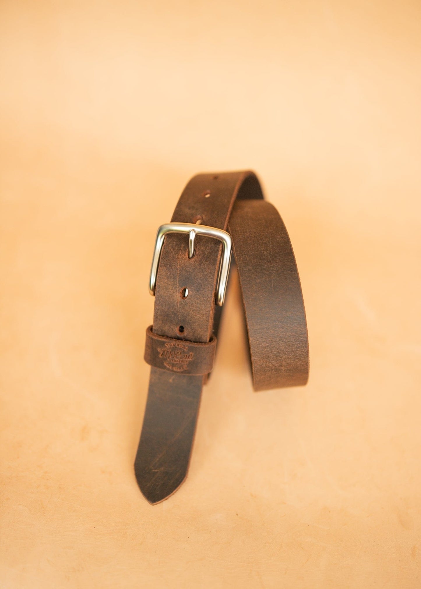 The Real McCaul Leathergoods Belts Legacy Casual Belt 38mm - Rustic Brown Australian Made Australian Owned Solid Leather Men's Belt - Handmade in Australia - Rustic Brown - Brass Buckle
