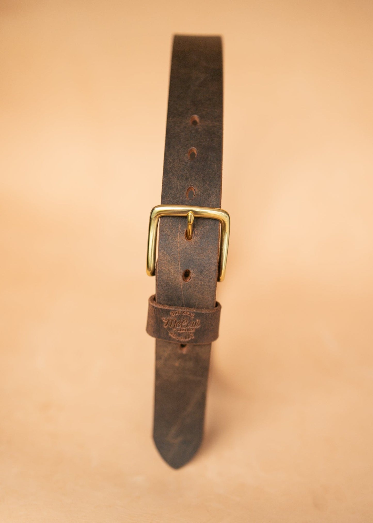 The Real McCaul Leathergoods Belts Legacy Casual Belt 38mm - Rustic Brown Australian Made Australian Owned Solid Leather Men's Belt - Handmade in Australia - Rustic Brown - Brass Buckle