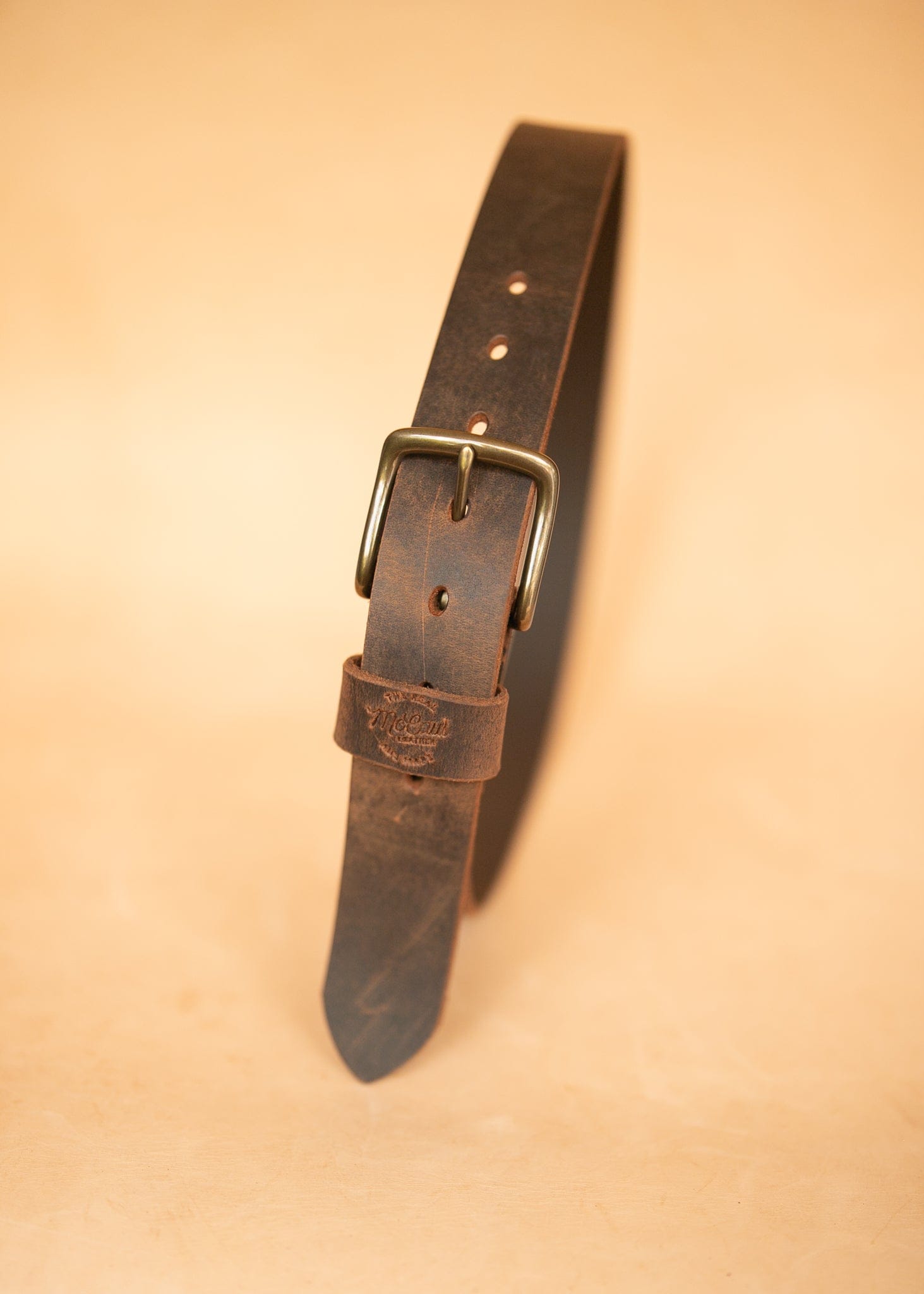 The Real McCaul Leathergoods Belts Legacy Casual Belt 38mm - Rustic Brown Australian Made Australian Owned Solid Leather Men's Belt - Handmade in Australia - Rustic Brown - Brass Buckle