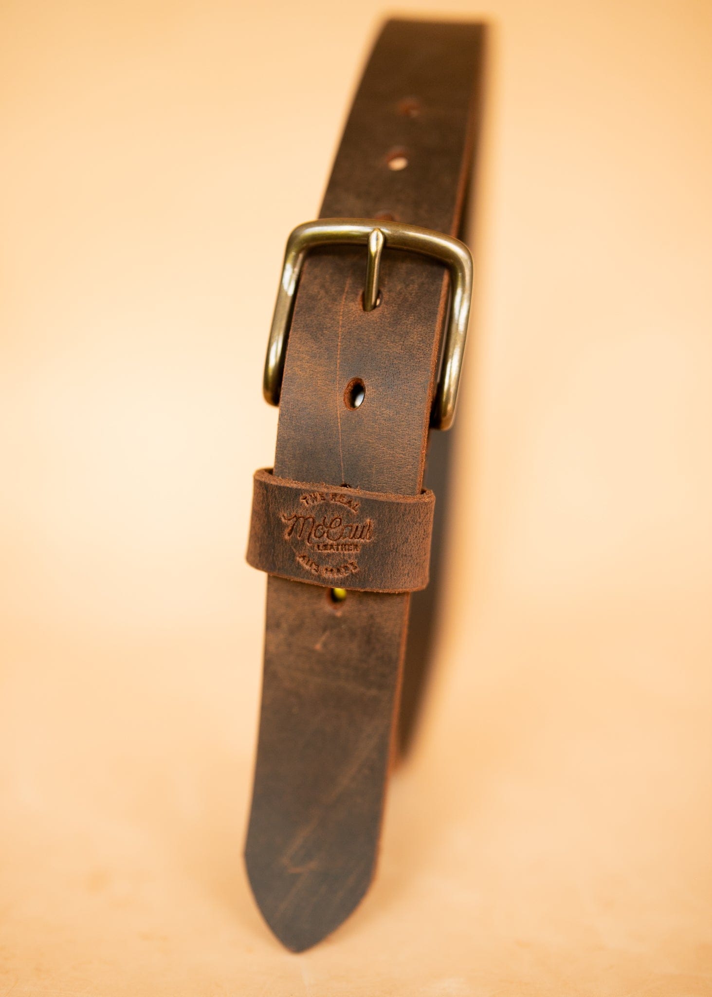 The Real McCaul Leathergoods Belts Legacy Casual Belt 38mm - Rustic Brown Australian Made Australian Owned Solid Leather Men's Belt - Handmade in Australia - Rustic Brown - Brass Buckle