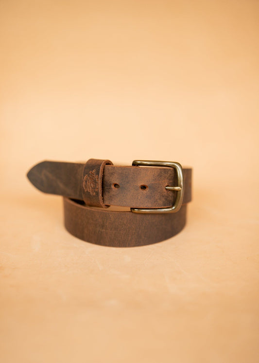 The Real McCaul Leathergoods Belts Legacy Casual Belt 38mm - Rustic Brown Australian Made Australian Owned Solid Leather Men's Belt - Handmade in Australia - Rustic Brown - Brass Buckle