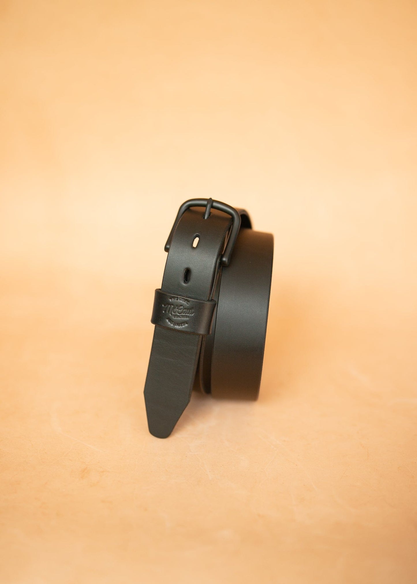 The Real McCaul Leathergoods Belts Midnight Legacy Belt 38mm - Black Australian Made Australian Owned Solid Leather Men's Belt - Handmade in Australia - Black - Brass Buckle