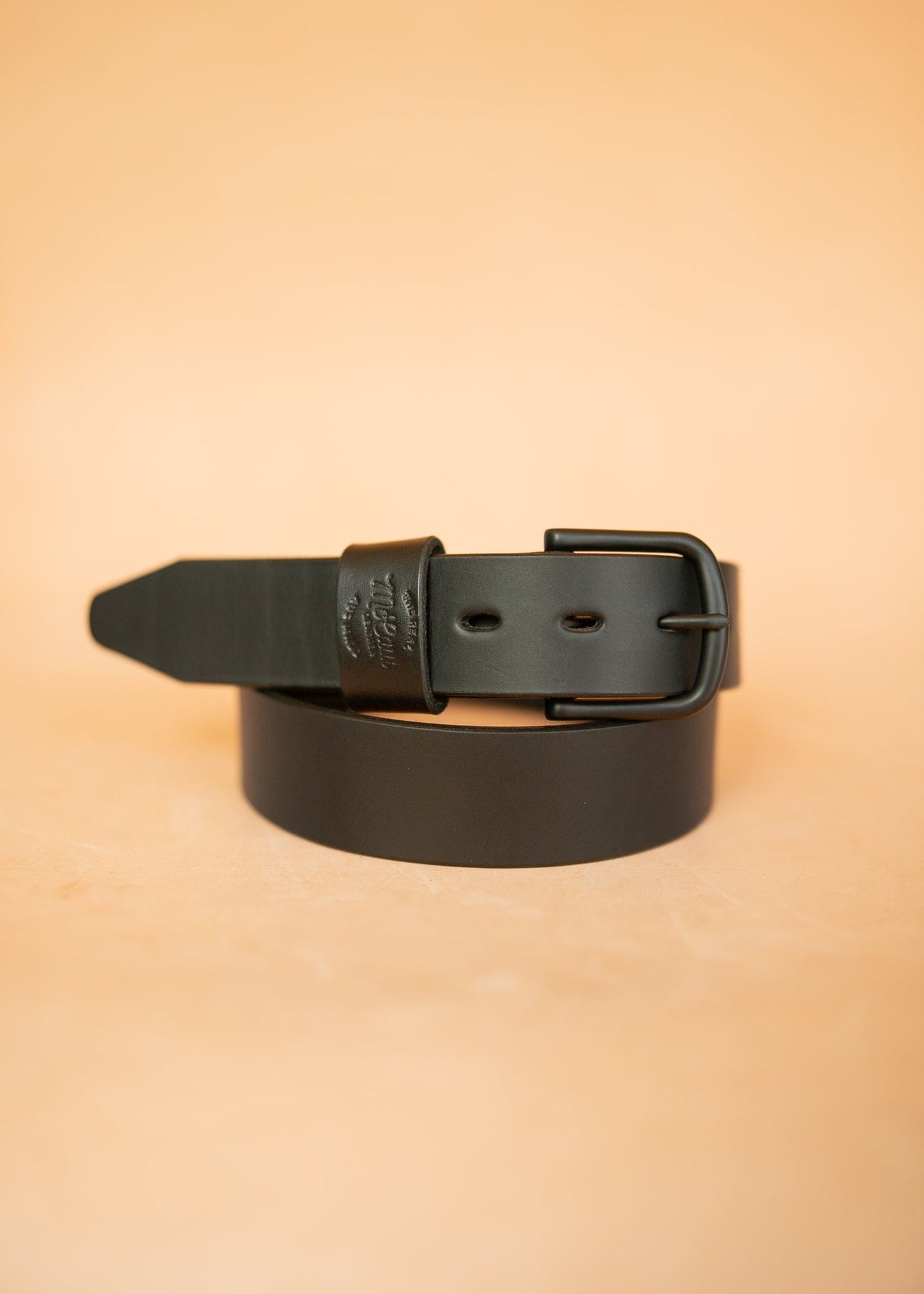 The Real McCaul Leathergoods Belts Midnight Legacy Belt 38mm - Black Australian Made Australian Owned Solid Leather Men's Belt - Handmade in Australia - Black - Brass Buckle
