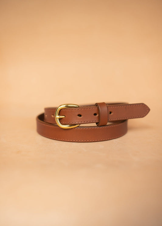 The Real McCaul Leathergoods Belts Narrow 25mm Belt - Stitched - Tan Australian Made Australian Owned Australian Made 25mm Narrow Leather Belt - Tan