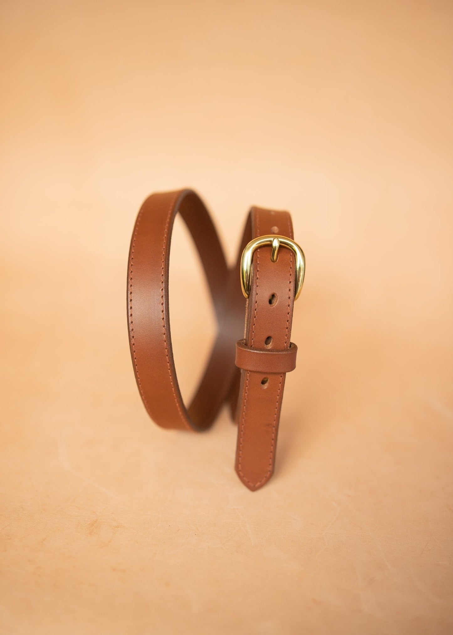 The Real McCaul Leathergoods Belts Narrow 25mm Belt - Stitched - Tan Australian Made Australian Owned Australian Made 25mm Narrow Leather Belt - Tan